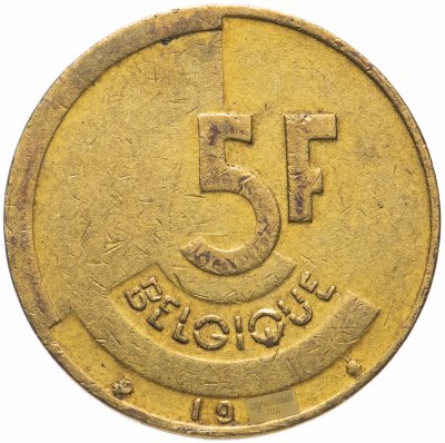 купить Бельгия 5 франков (francs) 1986-1993 (Надпись на французском - 'BELGIQUE')