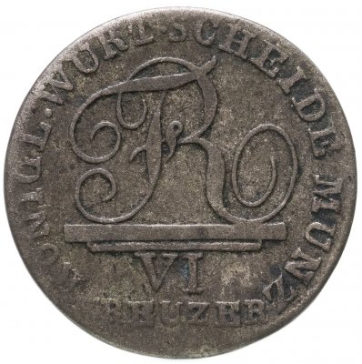 купить Германия, Вюртемберг 6 крейцеров 180*