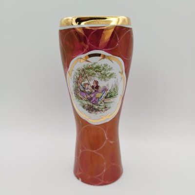 купить Ваза, украшенная галантной сценой, Porcelaine de Bruxelles, фарфор, крытьё, деколь, золочение, Бельгия, 1960-1980 гг.