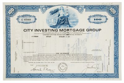 купить Акция США CITY INVESTING MORTGAGE GROUP, 1969- 1970 гг.