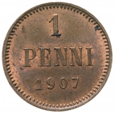купить 1 пенни (penny) 1907, монета для Финляндии