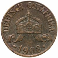 купить Германская Восточная Африка 1 геллер 1908 "J"