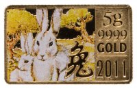 купить Острова Кука 10 долларов 2011 год Кролика, в футляре с сертификатом