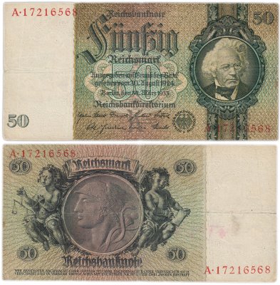 купить Германия 50 рейхсмарок 1933 (Pick 182)