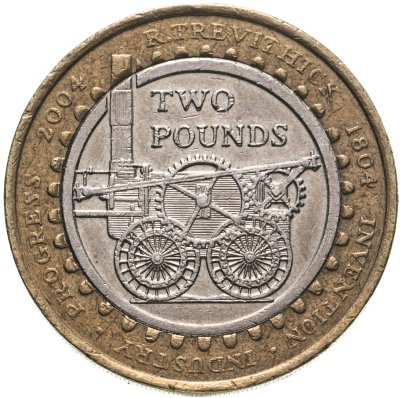 купить Великобритания 2 фунта (pounds) 2004 "200 лет первому паровозу Ричарда Тревесика"