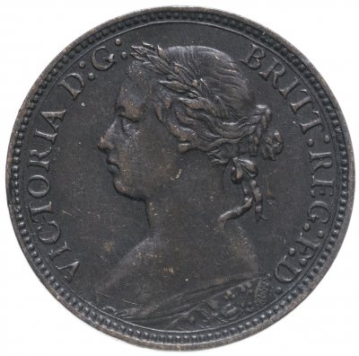 купить Великобритания 1 фартинг (farthing) 1875 Знак монетного двора: "H" - Хитон, Бирмингем
