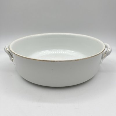 купить Блюдо круглой формы с ручками (для подачи горячих блюд), без крышки, фарфор, золочение, Товарищество М.С. Кузнецова в Риге, Российская империя, 1889-1917 гг.
