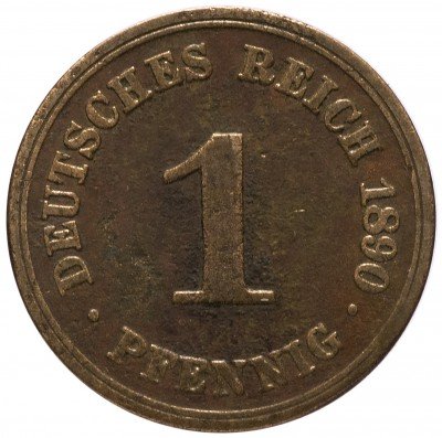 купить Германия 1 рейх пфенниг 1890 "А"