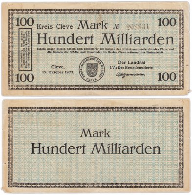 купить Германия (Cleve) 100 миллиардов марок 15.10.1923