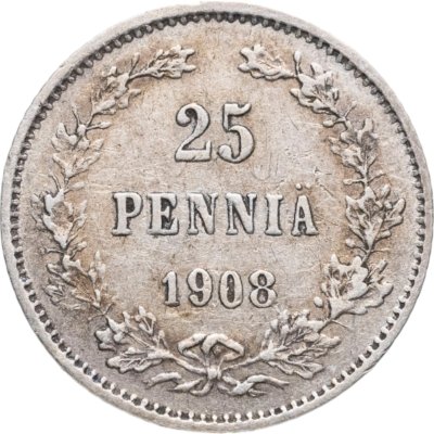 купить 25 пенни 1908 L, монета для Финляндии