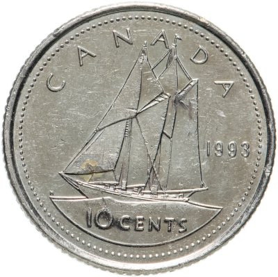 купить Канада 10 центов (cents) 1993 королева средних лет