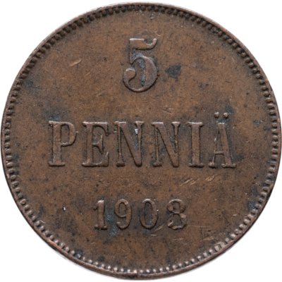 купить 5 пенни (pennia) 1908 Российская Финляндия