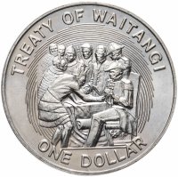 Купить Новая Зеландия 1 доллар (dollar) 1990 150 лет подписанию Договора Вайтанги