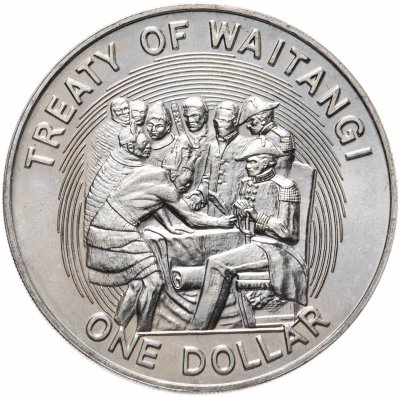 купить Новая Зеландия 1 доллар (dollar) 1990 150 лет подписанию Договора Вайтанги