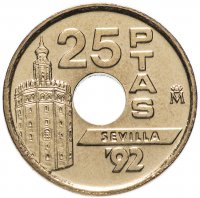 купить Испания 25 песет (pesetas, ptas) 1992 "Expo'92 Севилья/Глобус"