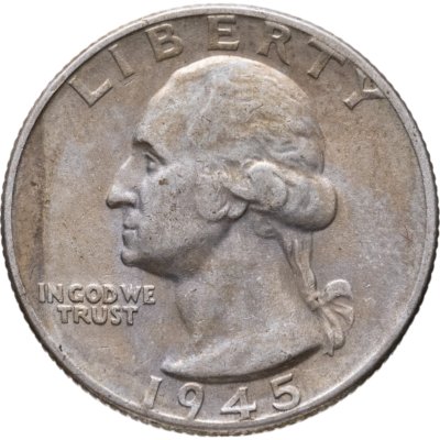 купить США 25 центов (квотер, 1/4 доллара, quarter dollar) 1945 Washington Quarter Без отметки монетного двора