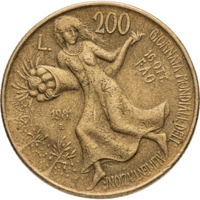 купить Италия 200 лир 1981 "ФАО - Всемирный день продовольствия"