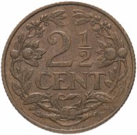 Купить Нидерландские Антильские острова 2 1/2 цента (cent) 1965 Метки "Рыба" и "Звезда" после даты