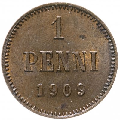 купить 1 пенни (penni) 1909, монета для Финляндии