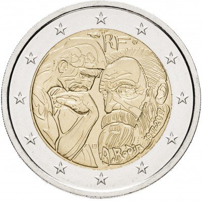 купить Франция 2 евро (euro) 2017 100 лет со дня смерти Огюста Родена