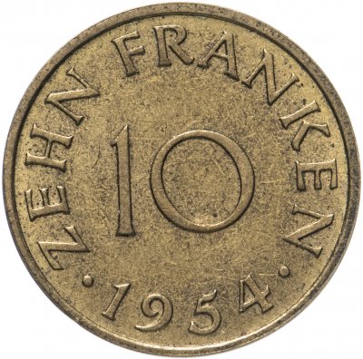 купить Саар 10 франков (francs) 1954