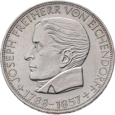купить Германия 5 марок 1957 "100 лет со дня смерти Йозефа фон Эйхендорфа"