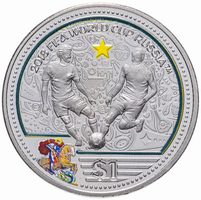 купить Британские Виргинские острова 1 доллар 2018 "Чемпионат мира по футболу 2018, Россия"(Цветная)