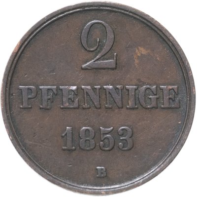 купить Германия, Ганновер 2 пфеннига 1853