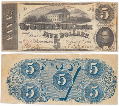 купить США 5 долларов 1863 (Pick 59) Конфедерация RAR