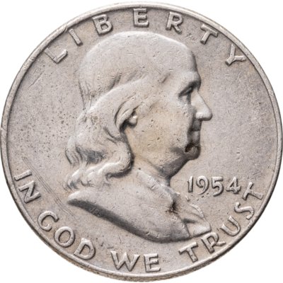 купить США 50 центов (1/2 доллара, half dollar) 1954 D Franklin Half Dollar знак монетного двора: "D" - Денвер