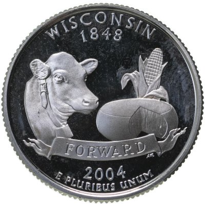 купить США 25 центов (квотер, 1/4 доллара, quarter dollar) 2004 "Висконсин (Wisconsin)"