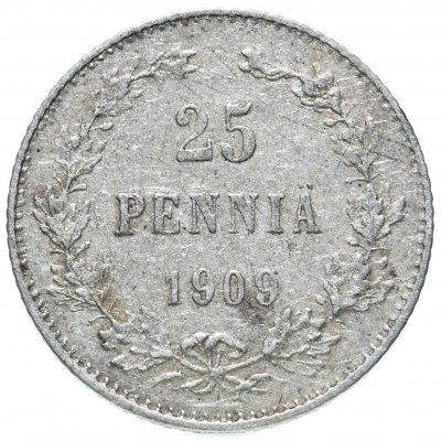 купить 25 пенни 1909 L, монета для Финляндии