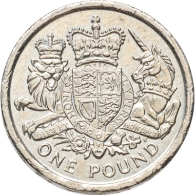 купить Великобритания 1 фунт (pound) 2015 Королевский Герб , Единорог и Лев