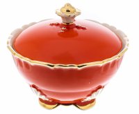 купить Ваза (конфетница) с рельефным бортом и крышкой, фарфор, роспись, Германия, 1950-1980 гг.