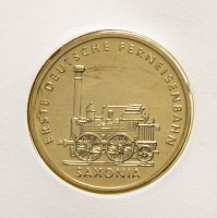 Купить Германия (ГДР) 5 марок 1988 "150 лет первой железной дороге Германии. Саксония" в конверте