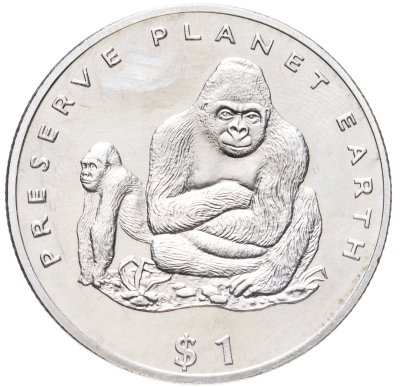купить Либерия 1 доллар (dollar) 1994 Сохраним планету Земля - Горилла