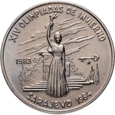 купить Куба 1 песо (peso) 1983 XIV зимние Олимпийские игры, Сараево 1984 - Женщина с факелом