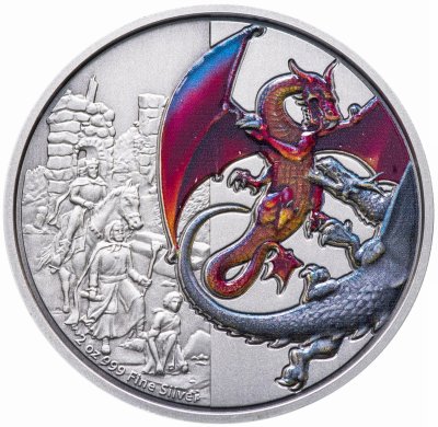 купить Остров Ниуэ 5 долларов 2019 "Красный дракон", в футляре с сертификатом