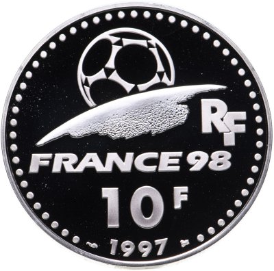 купить Франция 10 франков (francs) 1997 Чемпионат мира по футболу 1998 - Италия 1934, 1938, 1982
