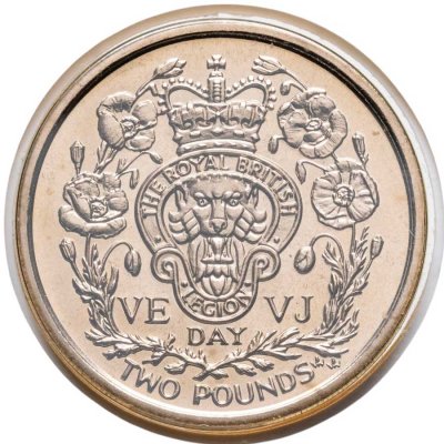 купить Остров Мэн 2 фунта (pounds) 1995 "50 лет Победы во Второй мировой войне" в конверте с марками