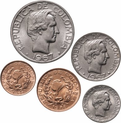 купить Колумбия - набор монет 1, 5, 10, 20, 50 сентаво 1967-1978