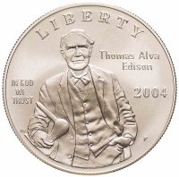 купить США 1 доллар (dollar) 2004 "125 лет лампочке" (в коробке с сертификатом)
