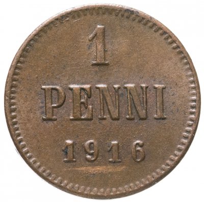 купить 1 пенни 1916, монета для Финляндии