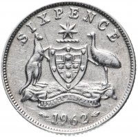 Купить Австралия 6 пенсов (pence) 1962