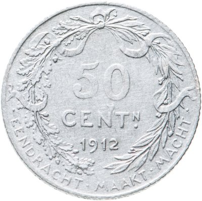 купить Бельгия 50 сантимов (centimes) 1912 Надпись на голландском - 'ALBERT KONING DER BELGEN'