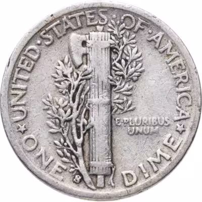 купить США 1 дайм (10 центов) 1943 "Mercury Dime", знак монетного двора "S" - Сан-Франциско