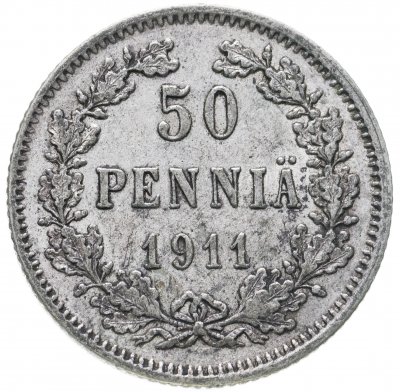 купить 50 пенни 1911 L (монета для Финляндии в составе Российской Империи)