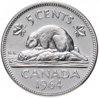 Купить Канада 5 центов (cents) 1964