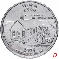 купить США 1/4 доллара (квотер, 25 центов) 2004 D "Штат Айова"