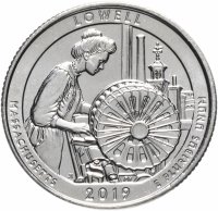 Купить США 1/4 доллара (25 центов, квотер) 2019 D — "Национальные парки - Исторический парк Лоуэлл" (46-й парк)